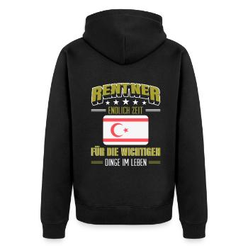 Rentner Rente Rentenbeginn Zypern - Unisex Premium Bio Zip Hoodie - Schwarz - Hinten - Nico (187cm)