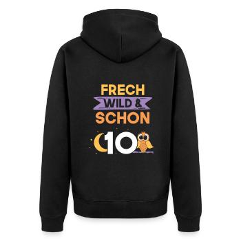 10 Jahre Geburtstag Junge Mädchen Eule - Unisex Premium Bio Zip Hoodie - Schwarz - Hinten - Nico (187cm)