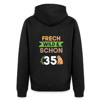 Geschenk 35 Jahre Geburtstag Affe - Unisex Premium Bio Zip Hoodie - Schwarz - Hinten - Nico (187cm)