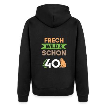 Geschenk 40 Jahre Geburtstag Affe - Unisex Premium Bio Zip Hoodie - Schwarz - Hinten - Nico (187cm)