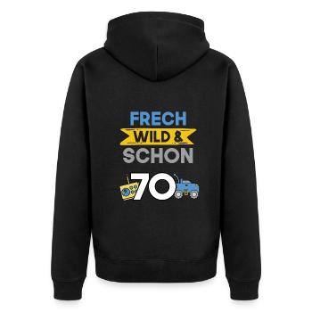 Geschenk 70 Jahre Geburtstag Spielzeug Auto - Unisex Premium Bio Zip Hoodie - Schwarz - Hinten - Nico (187cm)