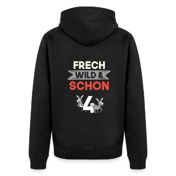4 Jahre Geburtstag Junge Mädchen Esel - Unisex Premium Bio Zip Hoodie - Schwarz - Hinten - Nico (187cm)