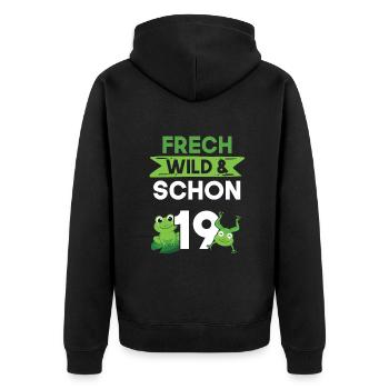 19 Jahre Geburtstag Frosch - Unisex Premium Bio Zip Hoodie - Schwarz - Hinten - Nico (187cm)