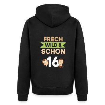 16 Jahre Geburtstag Igel - Unisex Premium Bio Zip Hoodie - Schwarz - Hinten - Nico (187cm)