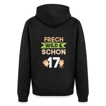 17 Jahre Geburtstag Igel - Unisex Premium Bio Zip Hoodie - Schwarz - Hinten - Nico (187cm)