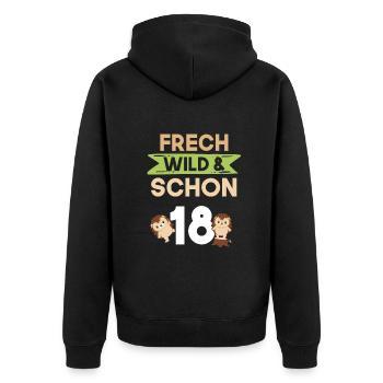 18 Jahre Geburtstag Igel - Unisex Premium Bio Zip Hoodie - Schwarz - Hinten - Nico (187cm)