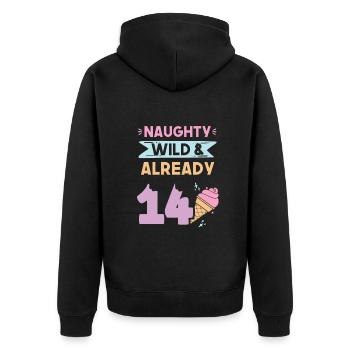 14 Jahre Geburtstag Junge Mädchen Eis essen - Unisex Premium Bio Zip Hoodie - Schwarz - Hinten - Nico (187cm)