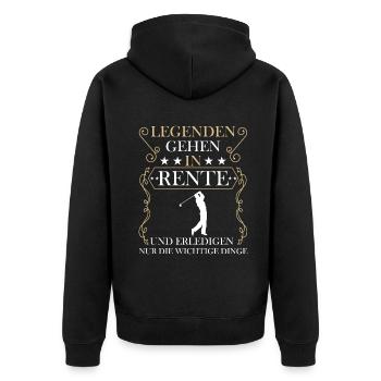 Rentner Rente Rentenbeginn Golf Golfer - Unisex Premium Bio Zip Hoodie - Schwarz - Hinten - Nico (187cm)