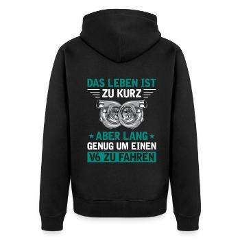 6 Zylinder Tuner Tuning V6 - Unisex Premium Bio Zip Hoodie - Schwarz - Hinten - Nico (187cm)