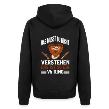 6 Zylinder Tuner Tuning V6 - Unisex Premium Bio Zip Hoodie - Schwarz - Hinten - Nico (187cm)