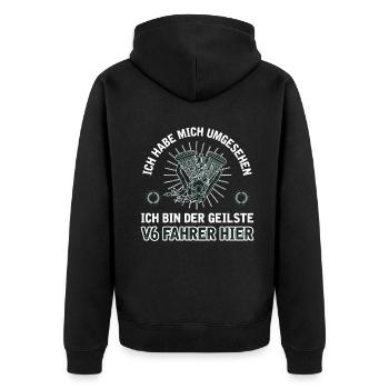 6 Zylinder Tuner Tuning V6 - Unisex Premium Bio Zip Hoodie - Schwarz - Hinten - Nico (187cm)
