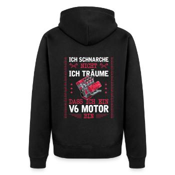6 Zylinder Tuner Tuning V6 - Unisex Premium Bio Zip Hoodie - Schwarz - Hinten - Nico (187cm)