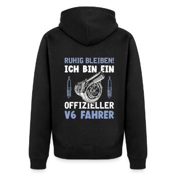 6 Zylinder Tuner Tuning V6 - Unisex Premium Bio Zip Hoodie - Schwarz - Hinten - Nico (187cm)