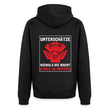 6 Zylinder Tuner Tuning V6 - Unisex Premium Bio Zip Hoodie - Schwarz - Hinten - Nico (187cm)