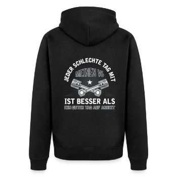 6 Zylinder Tuner Tuning V6 - Unisex Premium Bio Zip Hoodie - Schwarz - Hinten - Nico (187cm)