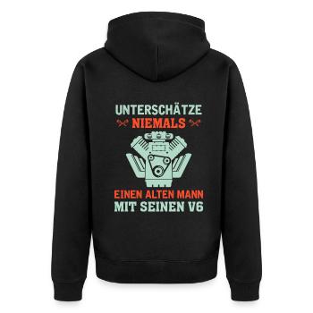 6 Zylinder Tuner Tuning V6 - Unisex Premium Bio Zip Hoodie - Schwarz - Hinten - Nico (187cm)