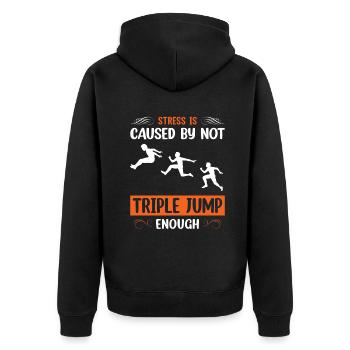Stress is caused by not Tripple Jump - Unisex Premium Bio Zip Hoodie - Schwarz - Hinten - Nico (187cm)
