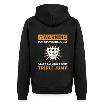 spontaneously start talking about Tripple Jump - Unisex Premium Bio Zip Hoodie - Schwarz - Hinten - Nico (187cm)