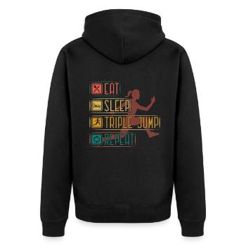 I just freaking loves Tripple Jump - Unisex Premium Bio Zip Hoodie - Schwarz - Hinten - Nico (187cm)