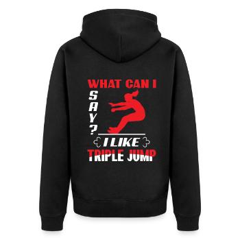 Eat Sleep Tripple Jump Repeat - Unisex Premium Bio Zip Hoodie - Schwarz - Hinten - Nico (187cm)