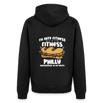 Philly Cheesesteak Sandwich - Unisex Premium Bio Zip Hoodie - Schwarz - Hinten - Nico (187cm)