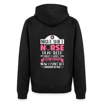 Night Shift Nurse - Unisex Premium Bio Zip Hoodie - Schwarz - Hinten - Nico (187cm)