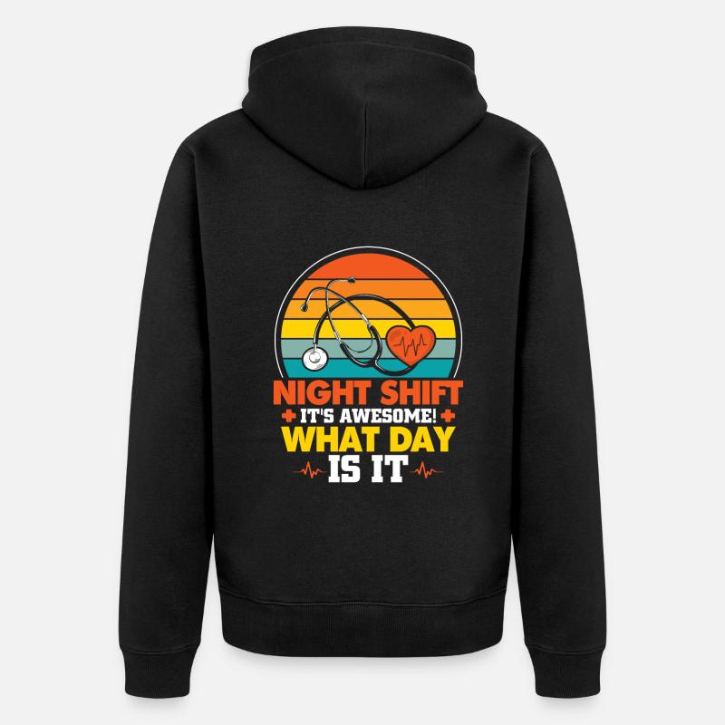 Night Shift It's Awesome - Unisex Premium Bio Zip Hoodie - Schwarz