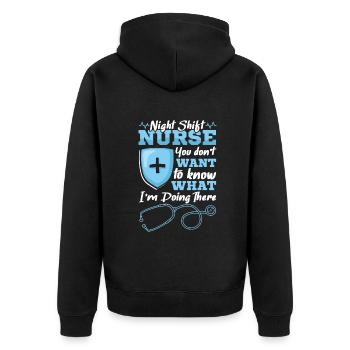 Night Shift Nurse - Unisex Premium Bio Zip Hoodie - Schwarz - Hinten - Nico (187cm)