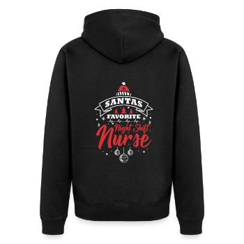 Santas Favorite Night Shift Nurse - Unisex Premium Bio Zip Hoodie - Schwarz - Hinten - Nico (187cm)