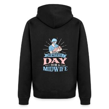 I am one of many hundred of midwives - Unisex Premium Bio Zip Hoodie - Schwarz - Hinten - Nico (187cm)