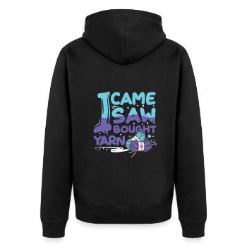 I came I saw I bought yarn - Unisex Premium Bio Zip Hoodie - Schwarz - Hinten - Nico (187cm)