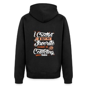 I crochet but my favorite - Unisex Premium Bio Zip Hoodie - Schwarz - Hinten - Nico (187cm)