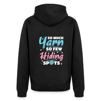 So much yarn so few hiding spots - Unisex Premium Bio Zip Hoodie - Schwarz - Hinten - Nico (187cm)