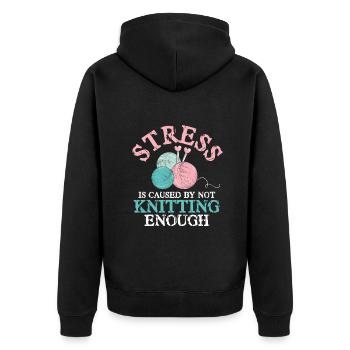 Stress is caused by not Knitting enough - Unisex Premium Bio Zip Hoodie - Schwarz - Hinten - Nico (187cm)