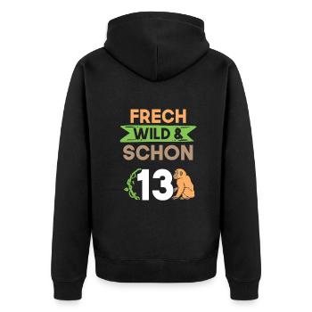 13 Jahre Geburtstag Junge Mädchen Affe - Unisex Premium Bio Zip Hoodie - Schwarz - Hinten - Nico (187cm)