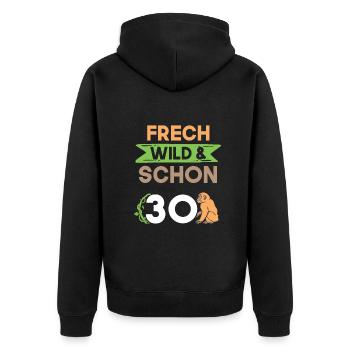 Geschenk 30 Jahre Geburtstag Affe - Unisex Premium Bio Zip Hoodie - Schwarz - Hinten - Nico (187cm)