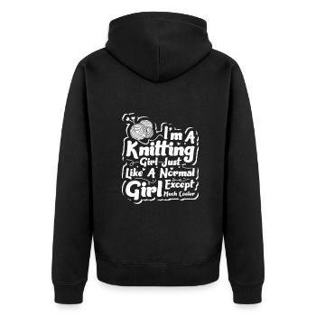 Imagine Life without Knitting - Unisex Premium Bio Zip Hoodie - Schwarz - Hinten - Nico (187cm)