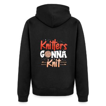 Knitters gonna knit - Unisex Premium Bio Zip Hoodie - Schwarz - Hinten - Nico (187cm)