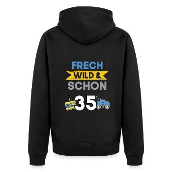 Geschenk 35 Jahre Geburtstag Spielzeug Auto - Unisex Premium Bio Zip Hoodie - Schwarz - Hinten - Nico (187cm)