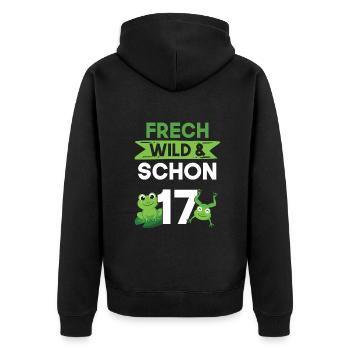 17 Jahre Geburtstag Frosch - Unisex Premium Bio Zip Hoodie - Schwarz - Hinten - Nico (187cm)