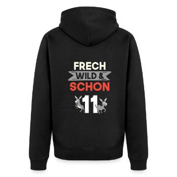 11 Jahre Geburtstag Junge Mädchen Esel - Unisex Premium Bio Zip Hoodie - Schwarz - Hinten - Nico (187cm)