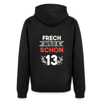 13 Jahre Geburtstag Junge Mädchen Esel - Unisex Premium Bio Zip Hoodie - Schwarz - Hinten - Nico (187cm)