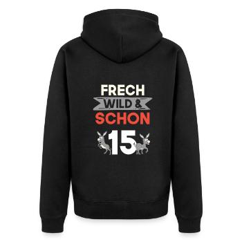 15 Jahre Geburtstag Junge Mädchen Esel - Unisex Premium Bio Zip Hoodie - Schwarz - Hinten - Nico (187cm)