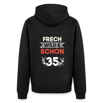 Geschenk 35 Jahre Geburtstag Esel - Unisex Premium Bio Zip Hoodie - Schwarz - Hinten - Nico (187cm)