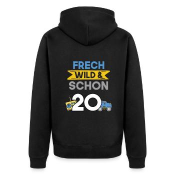 Geschenk 20 Jahre Geburtstag Spielzeug Auto - Unisex Premium Bio Zip Hoodie - Schwarz - Hinten - Nico (187cm)