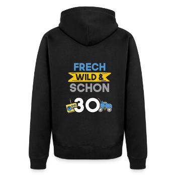 Geschenk 30 Jahre Geburtstag Spielzeug Auto - Unisex Premium Bio Zip Hoodie - Schwarz - Hinten - Nico (187cm)