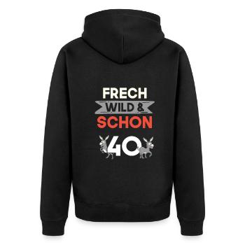 Geschenk 40 Jahre Geburtstag Esel - Unisex Premium Bio Zip Hoodie - Schwarz - Hinten - Nico (187cm)