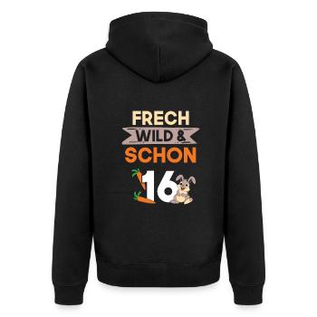16 Jahre Geburtstag Hase Kaninchen - Unisex Premium Bio Zip Hoodie - Schwarz - Hinten - Nico (187cm)