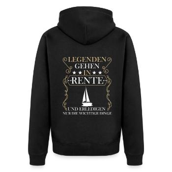 Rentner Rente Rentenbeginn Segeln Segler - Unisex Premium Bio Zip Hoodie - Schwarz - Hinten - Nico (187cm)