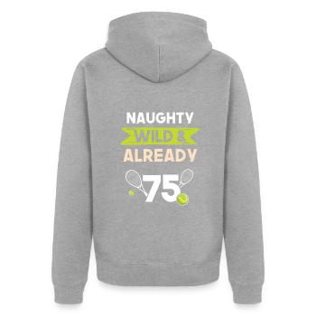 Geschenk 75 Jahre Geburtstag Tennis - Unisex Premium Bio Zip Hoodie - Grau meliert - Hinten - Nico (187cm)